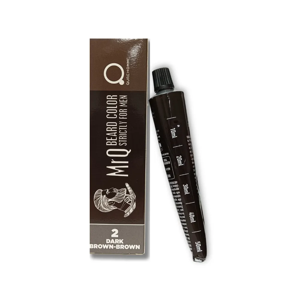 Mr.Q Strictly For Men Beard & Mustache 5 Min. Dye Tube- 5λεπτη Βαφή για Γενειάδα και Μουστάκι Σωληνάριο Καστανό – Σκούρο Καστανό (Dark Brown – Brown) – Qure