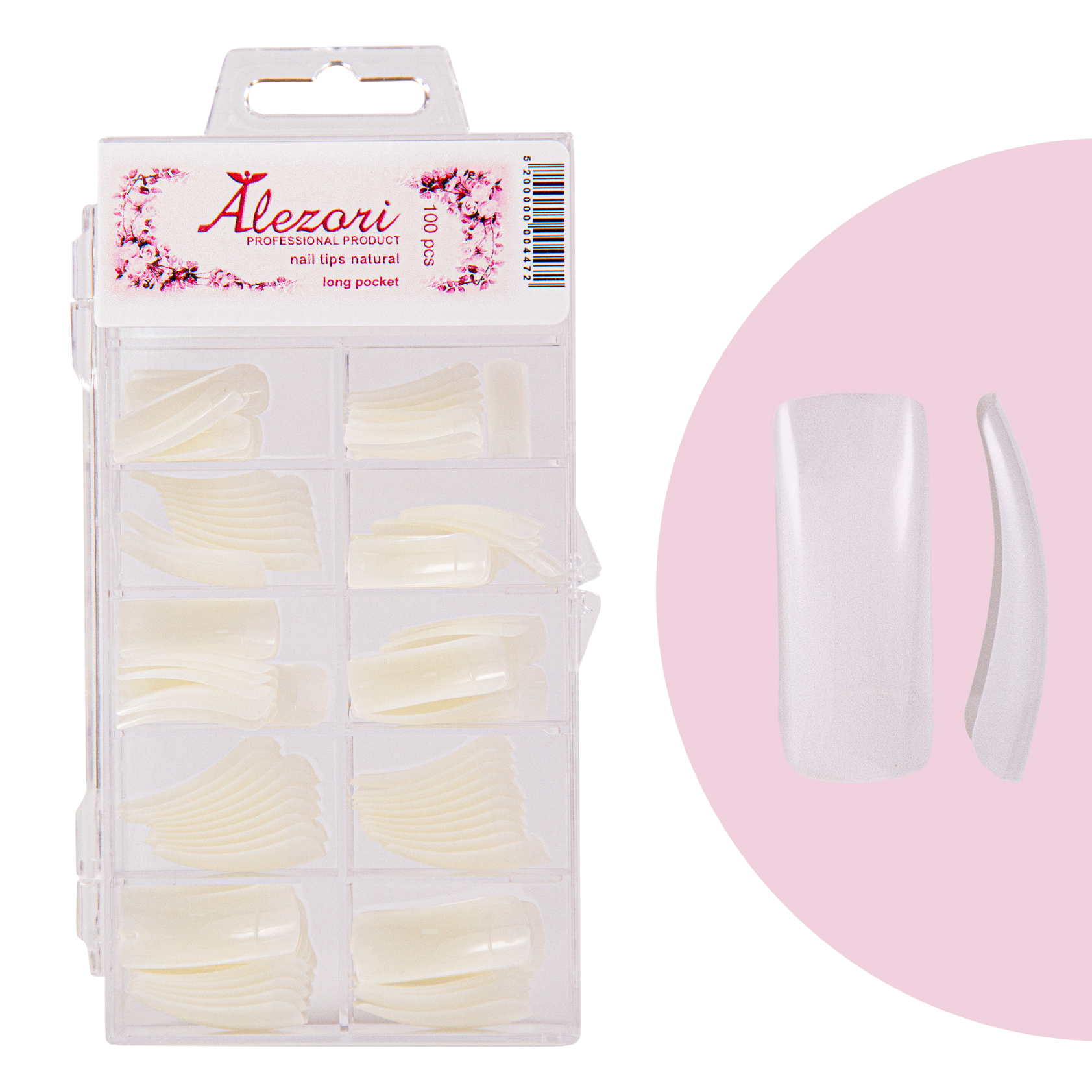 Alezori NAIL TIPS NATURAL LONG 100pcs.