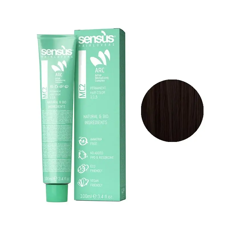 Sensus MC2 Permanent Hair Color 4.36 Warm Chestnut Brown 100ml – (μόνιμη βαφή χωρίς αμμωνία ζεστό καστανό μαονί)