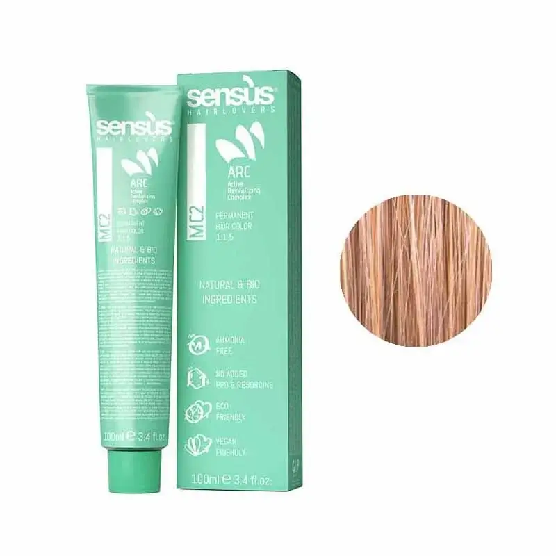 Sensus MC2 Permanent Hair Color 8.34 Copper Golden Light Blonde 100ml – (μόνιμη βαφή χωρίς αμμωνία χάλκινο ανοιχτό ξανθό ντορέ)