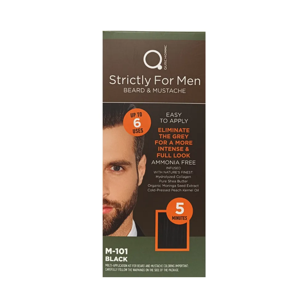 Mr.Q Strictly For Men Beard & Mustache 5 Min. Dye Kit – 5λεπτη Βαφή για Γενειάδα και Μουστάκι Μαύρο Χρώμα (Black) – Qure