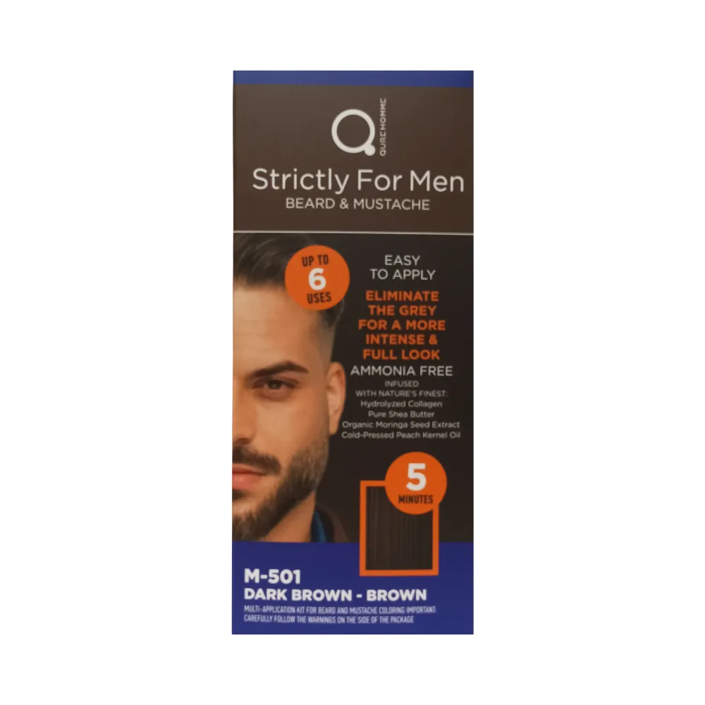 Mr.Q Strictly For Men Beard & Mustache 5 Min. Dye Kit – 5λεπτη Βαφή για Γενειάδα & Μουστάκι Καστανό – Σκούρο Καστανό (Dark Brown – Brown) – Qure