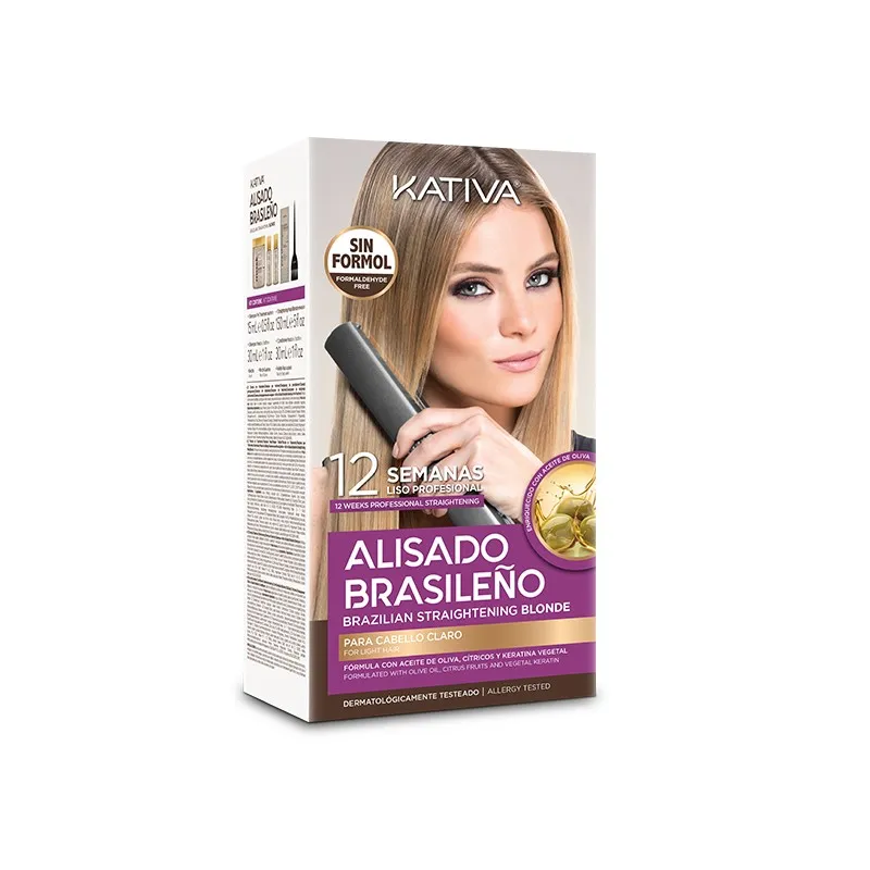 Kativa Alisado Brasileno Straitening Blonde Kit – (πακέτο θεραπείας κερατίνης για ξανθά μαλλιά)