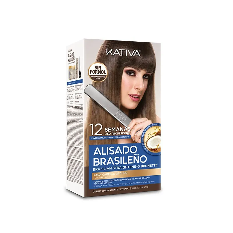 Kativa Alisado Brasileno Straitening Brunette Kit – (πακέτο θεραπείας κερατίνης για σκούρα μαλλιά)