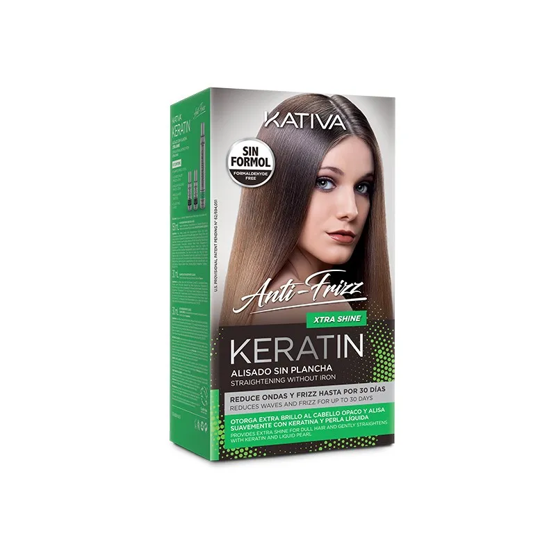 Kativa Keratin Alisado Anti Frizz Xtra Shine Kit – (πακέτο θεραπείας κερατίνης χωρίς ισιωτική πρέσα)