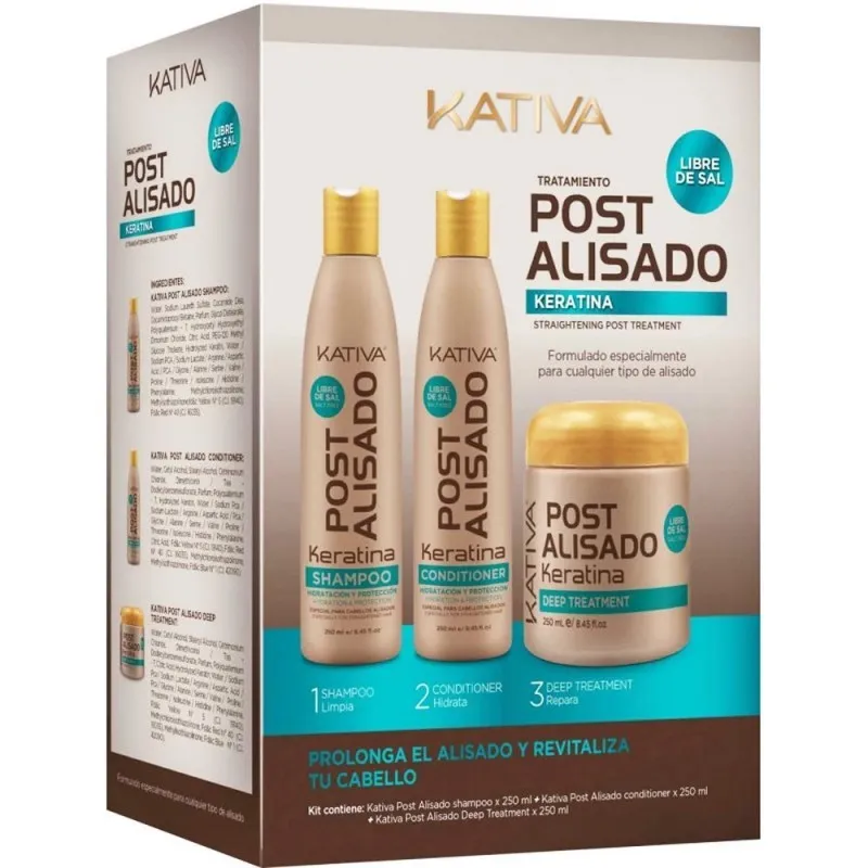 Kativa Straightening Triple Post Treatment Kit – (πακέτο συντήρησης της θεραπείας Alisado Brasileno)