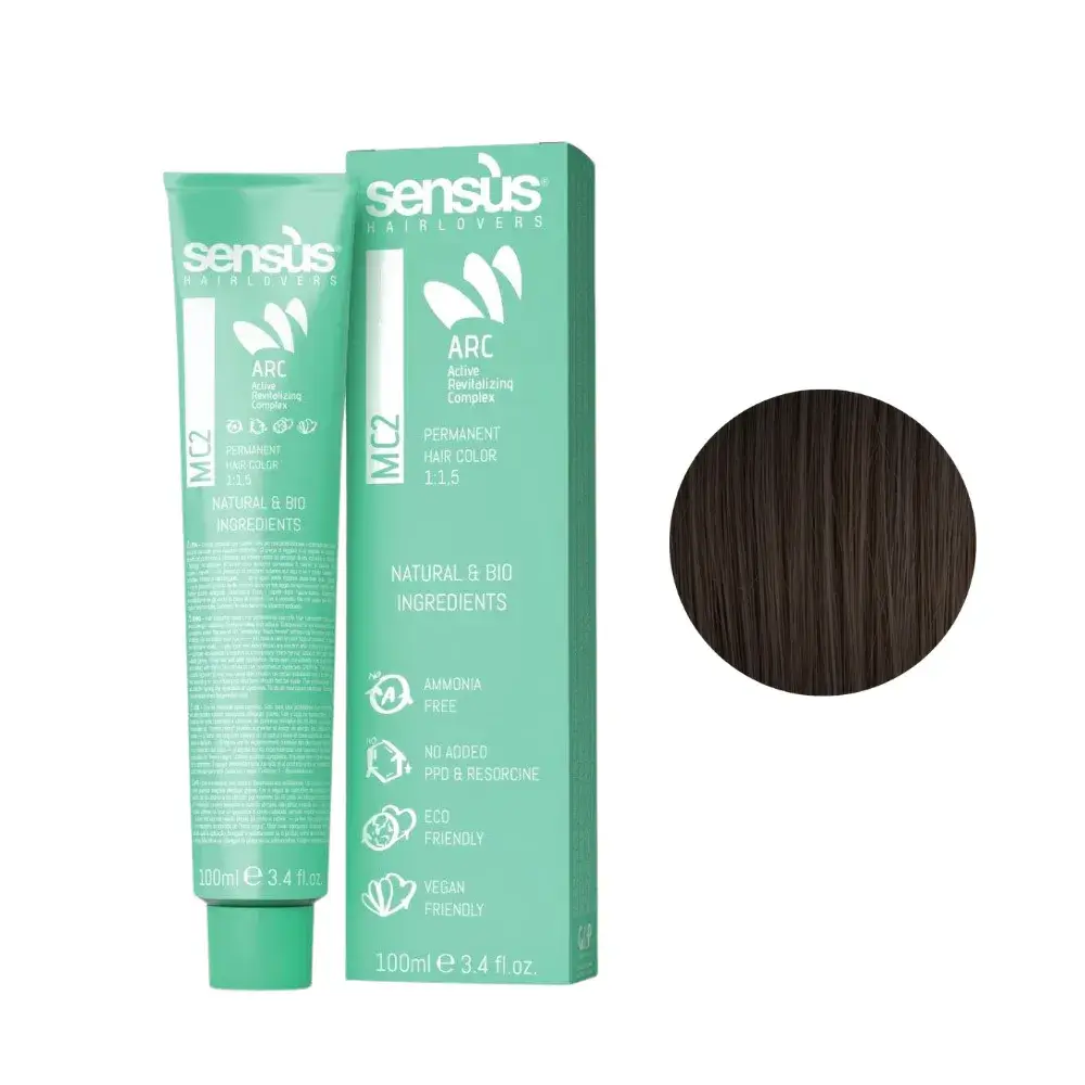 Sensus MC2 Permanent Hair Color 5.12 Light Ash Brown Chestnut 100ml – (Μόνιμη Βαφή Χωρίς Αμμωνία Ανοιχτό Καστανό Σαντρέ Μπεζ)