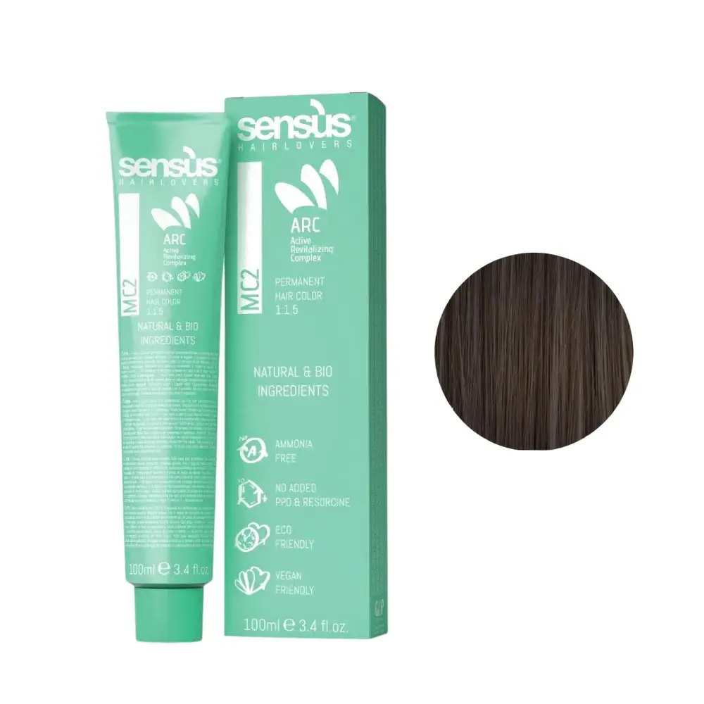 Sensus MC2 Permanent Hair Color 6.12 Dark Ash Brown Blonde 100ml – (Μόνιμη Βαφή Χωρίς Αμμωνία Ξανθό Σκούρο Σαντρέ Μπεζ)