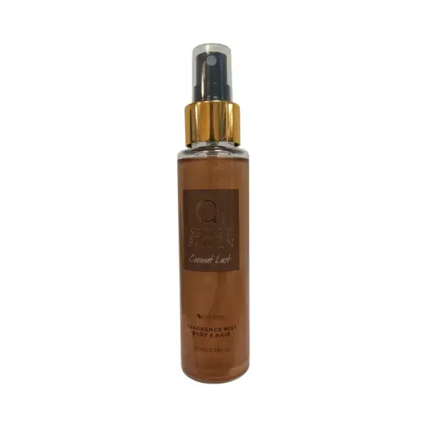 Qure Secret Passion Coconut Lust Glitter Bronze Fragrance Hair and Body Mist 100ml