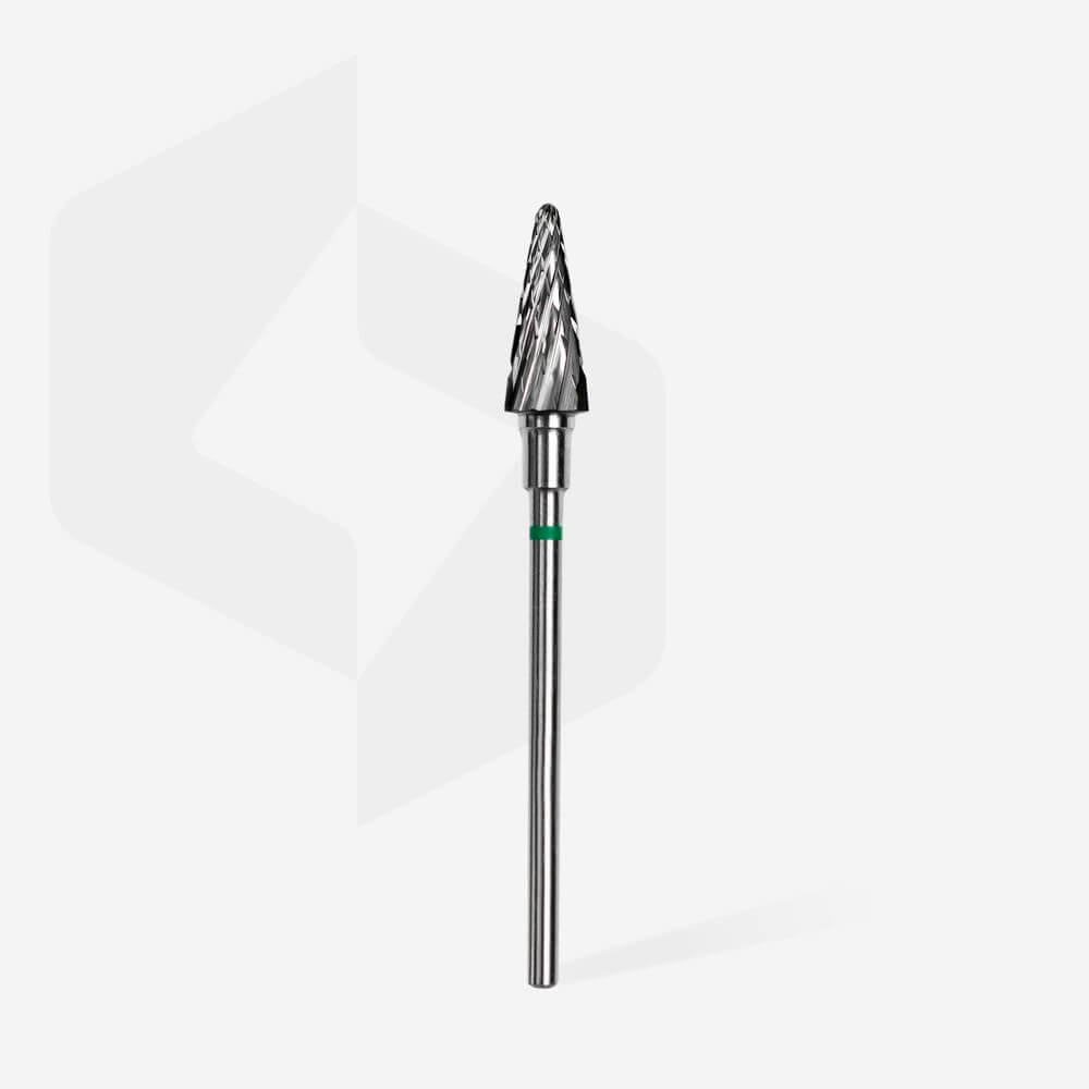 Alezori CARBIDE NAIL DRILL BIT CONE GREEN EXPERT HEAD DIAMETER 6 MM / WORKING PART 14 MM