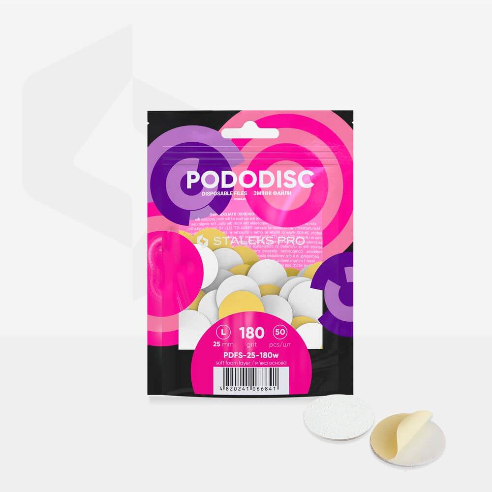 Alezori DISPOSABLE WHITE FILES ON SOFT FOAM LAYER FOR PEDICURE DISC PODODISC M EXPERT 180 GRIT (50 PCS)