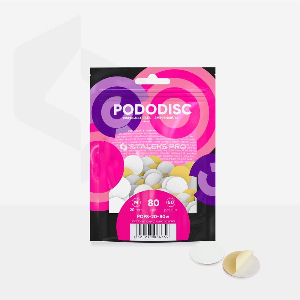 Alezori DISPOSABLE WHITE FILES ON SOFT FOAM LAYER FOR PEDICURE DISC PODODISC M EXPERT 80 GRIT (50 PCS)
